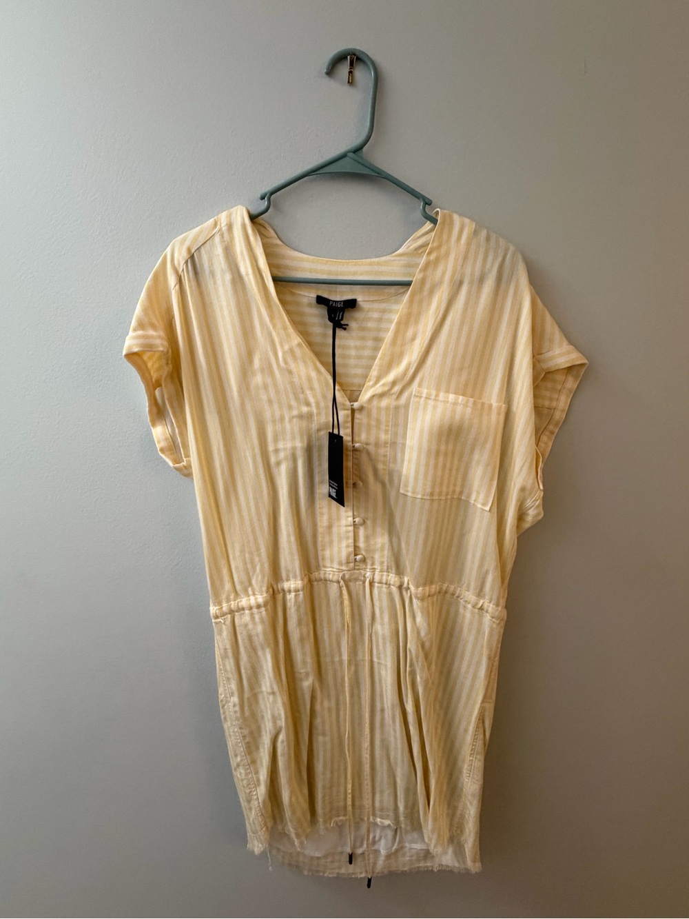PAIGE Pale Yellow Striped Midi Tunic Dress